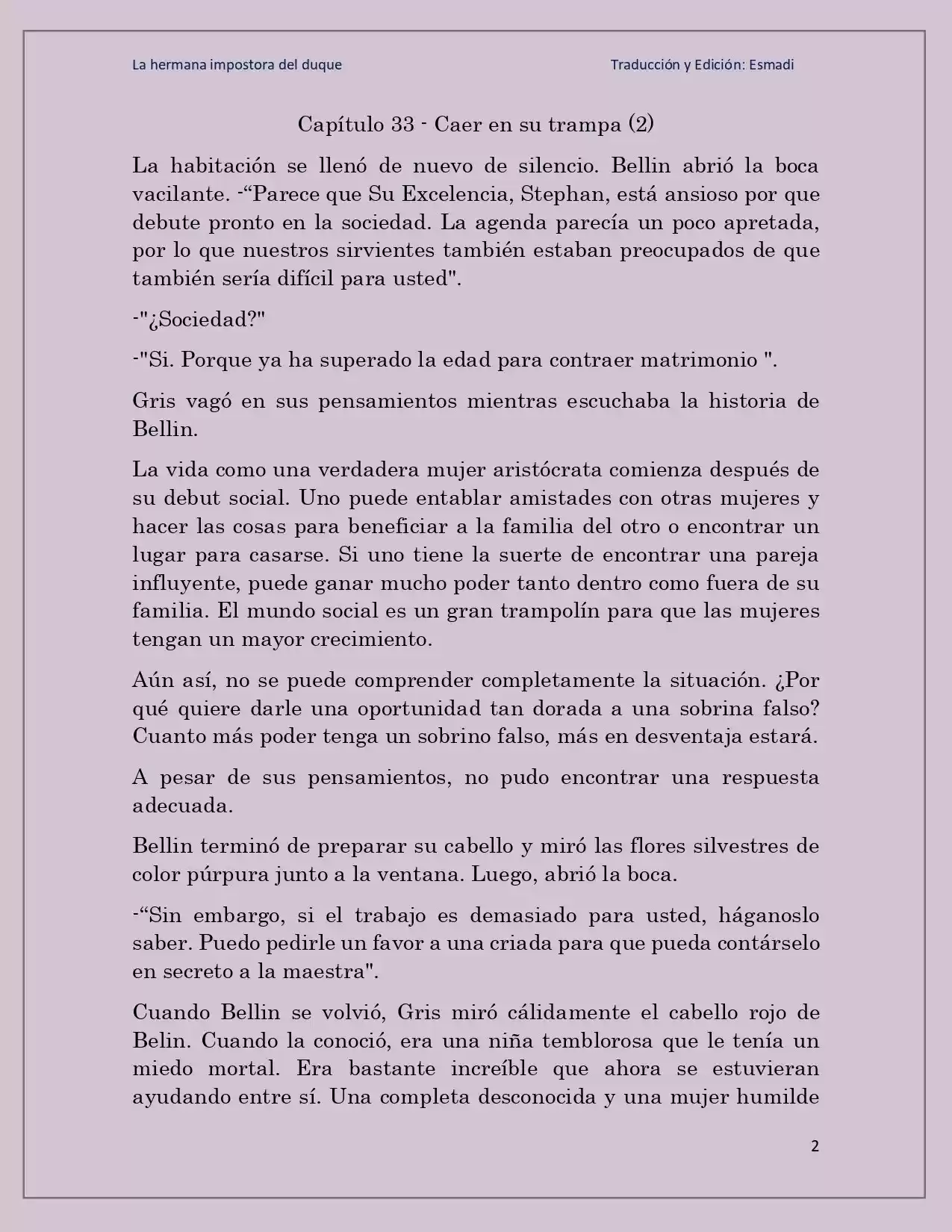 La Hermana Impostora Del Duque (Novela) - Capítulo 33 - Página 2 - LectorTMOo
