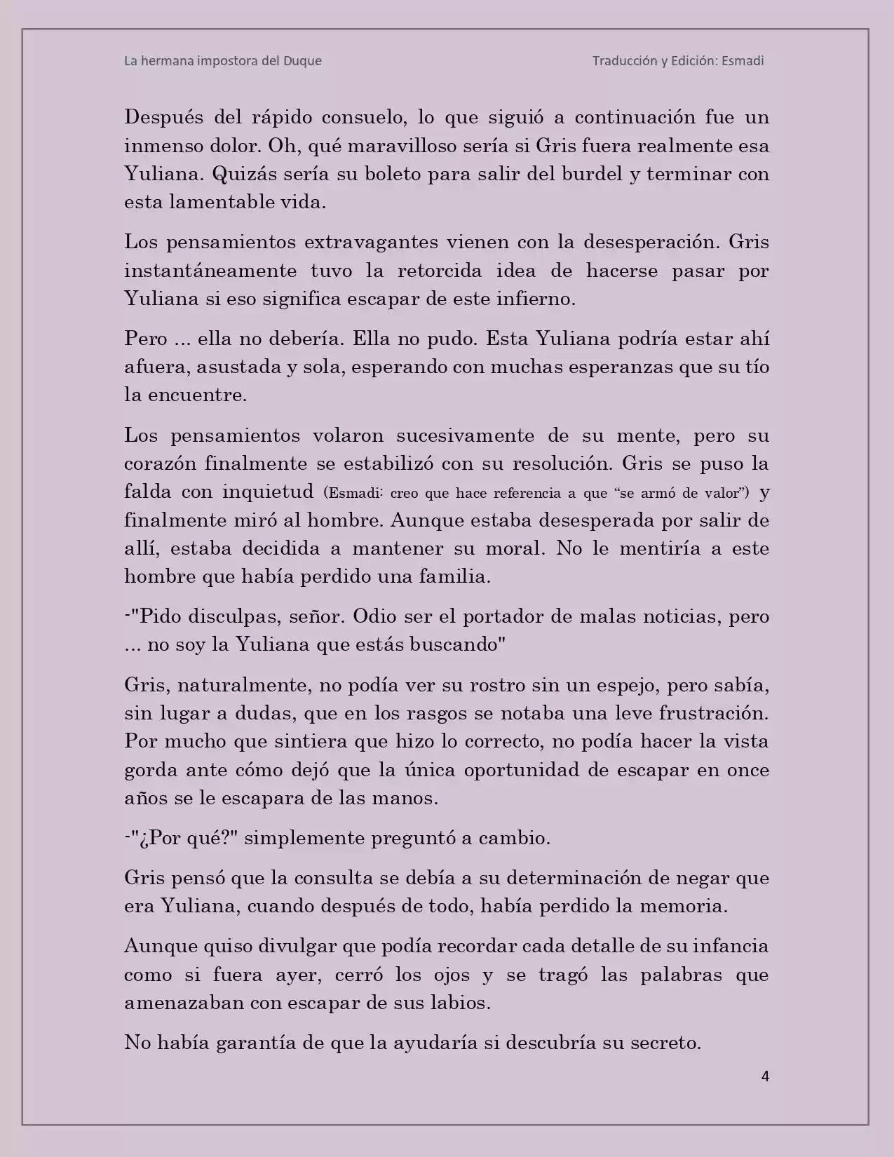 La Hermana Impostora Del Duque (Novela) - Capítulo 4 - Página 4 - LectorTMOo