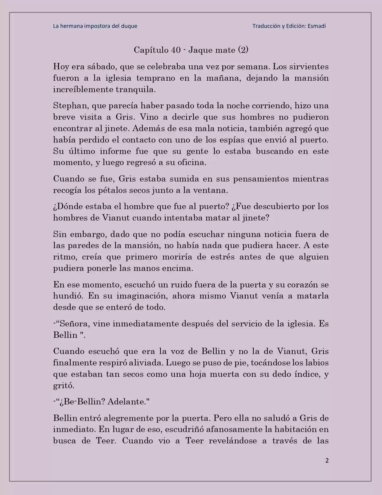La Hermana Impostora Del Duque (Novela) - Capítulo 40 - Página 2 - LectorTMOo