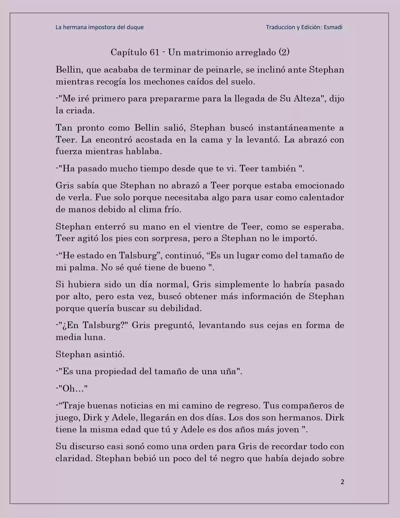 La Hermana Impostora Del Duque (Novela) - Capítulo 61 - Página 2 - LectorTMOo