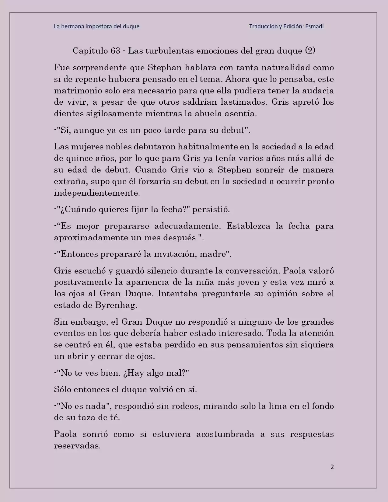 La Hermana Impostora Del Duque (Novela) - Capítulo 63 - Página 2 - LectorTMOo