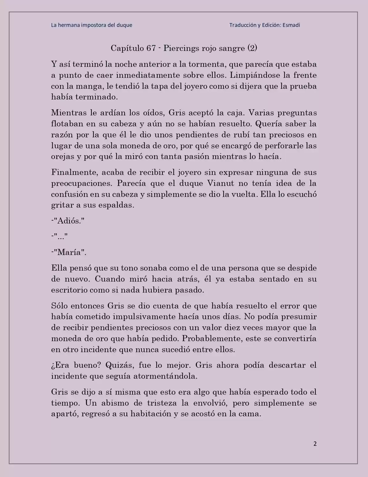 La Hermana Impostora Del Duque (Novela) - Capítulo 67 - Página 2 - LectorTMOo