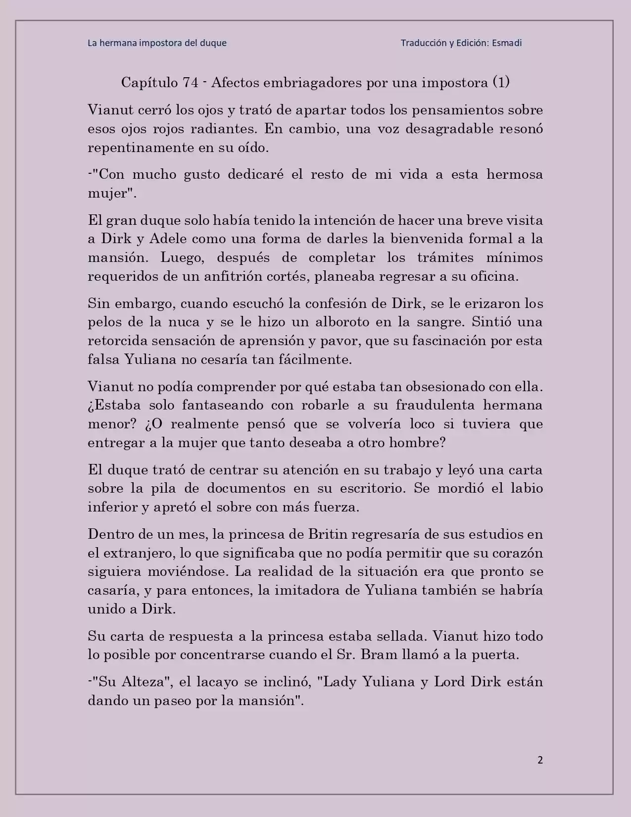 La Hermana Impostora Del Duque (Novela) - Capítulo 74 - Página 2 - LectorTMOo