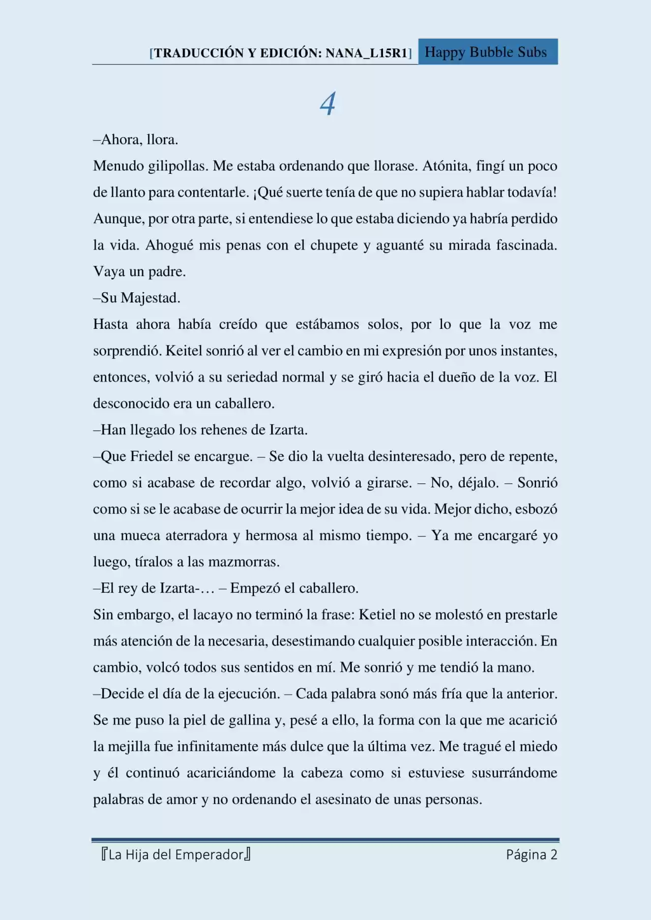 La Hija Del Emperador (Novela) - Capítulo 4 - Página 2 - LectorTMOo