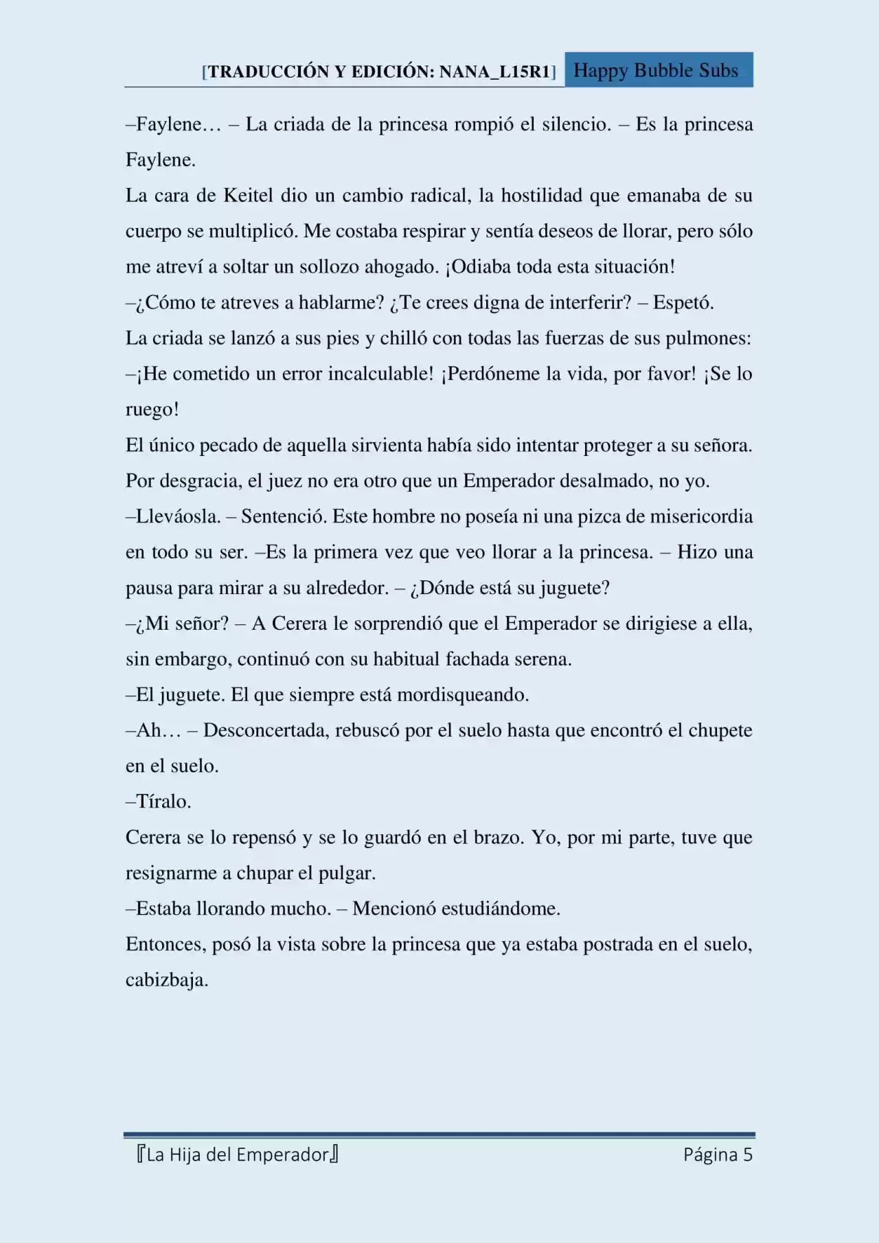 La Hija Del Emperador (Novela) - Capítulo 5 - Página 5 - LectorTMOo