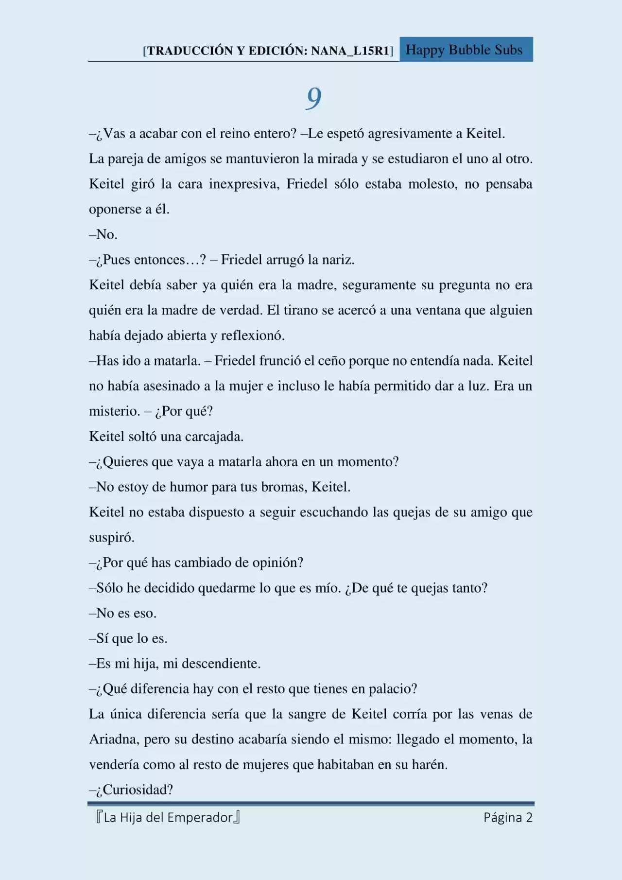 La Hija Del Emperador (Novela) - Capítulo 9 - Página 2 - LectorTMOo