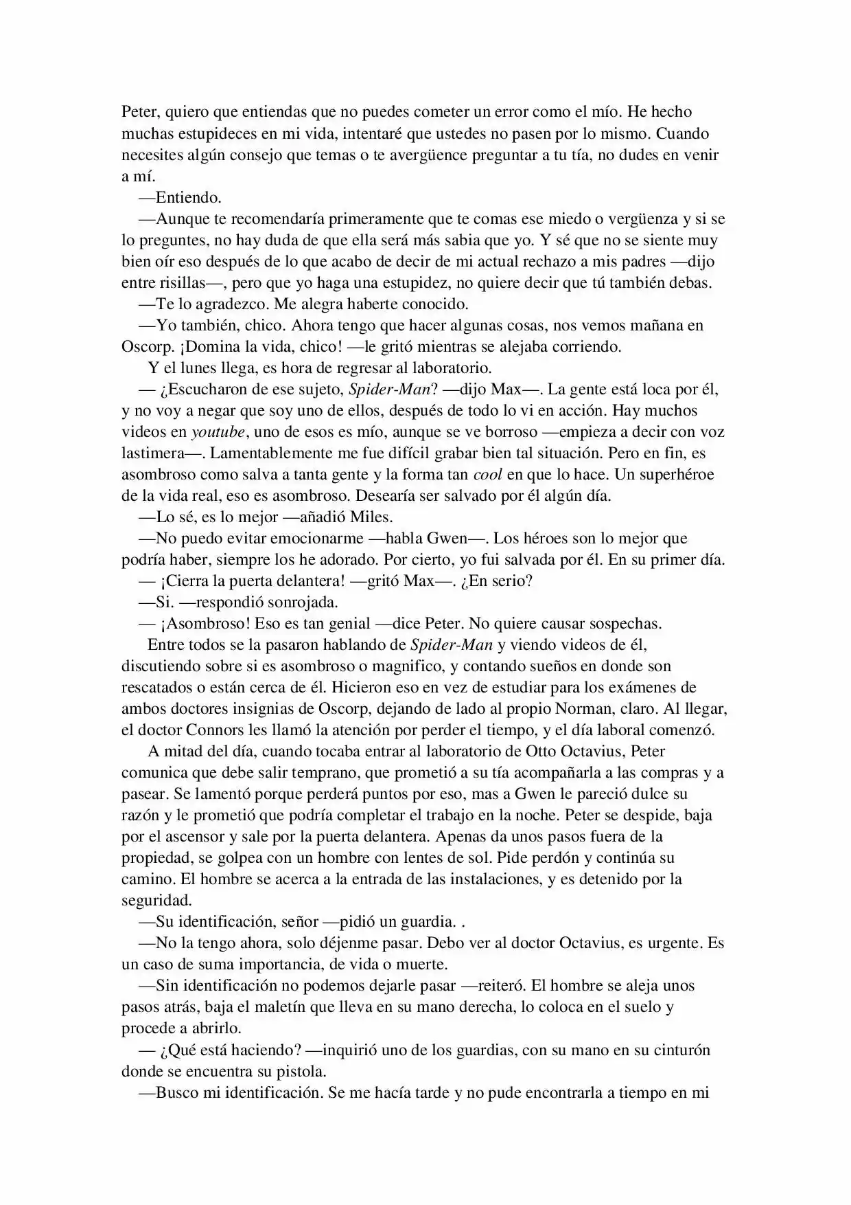 La Octava Maravilla: Spider-Man. (Novela) - Capítulo 3 - Página 7 - LectorTMOo