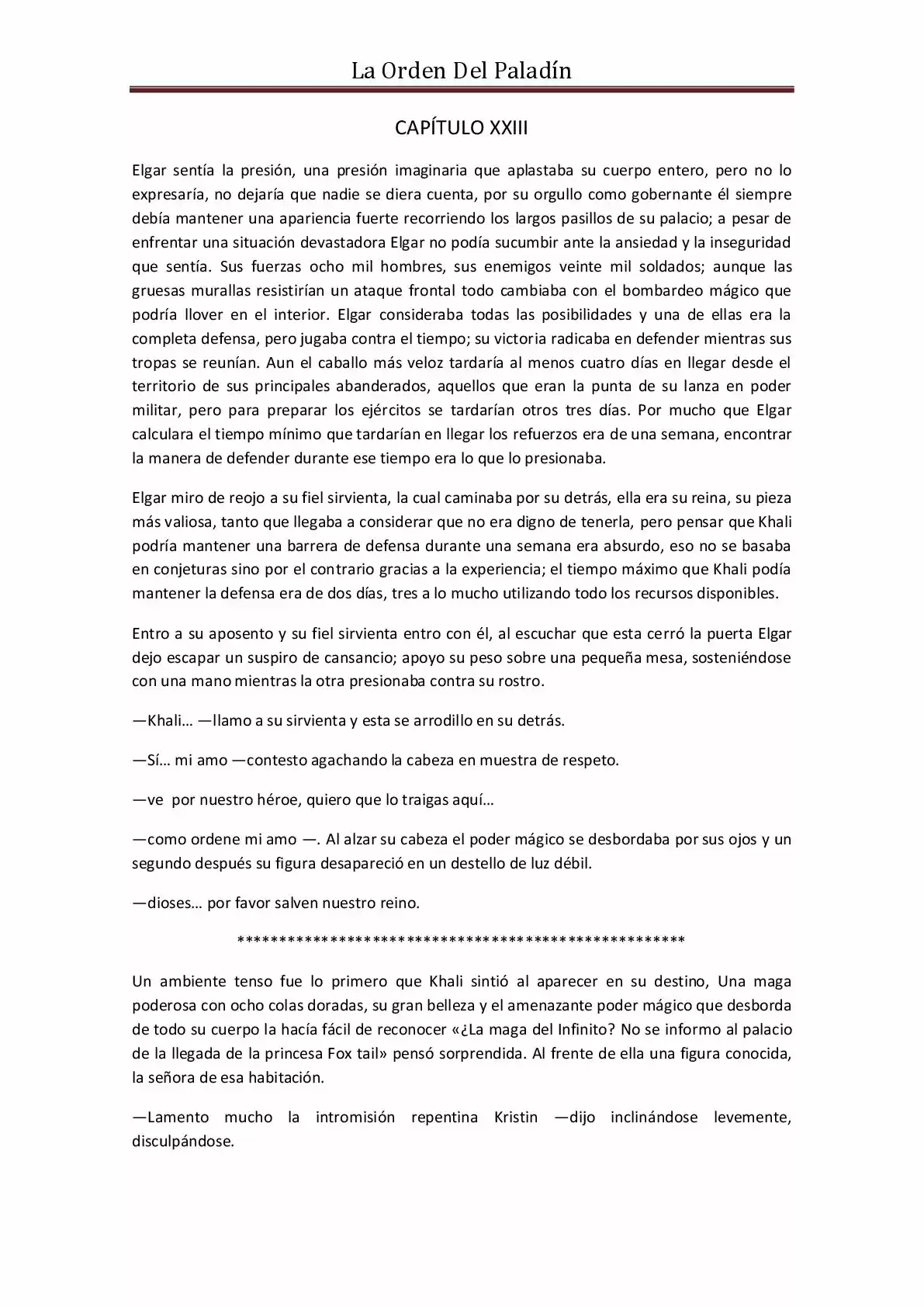 La Orden Del Paladin (Novela) - Capítulo 23 - Página 1 - LectorTMOo