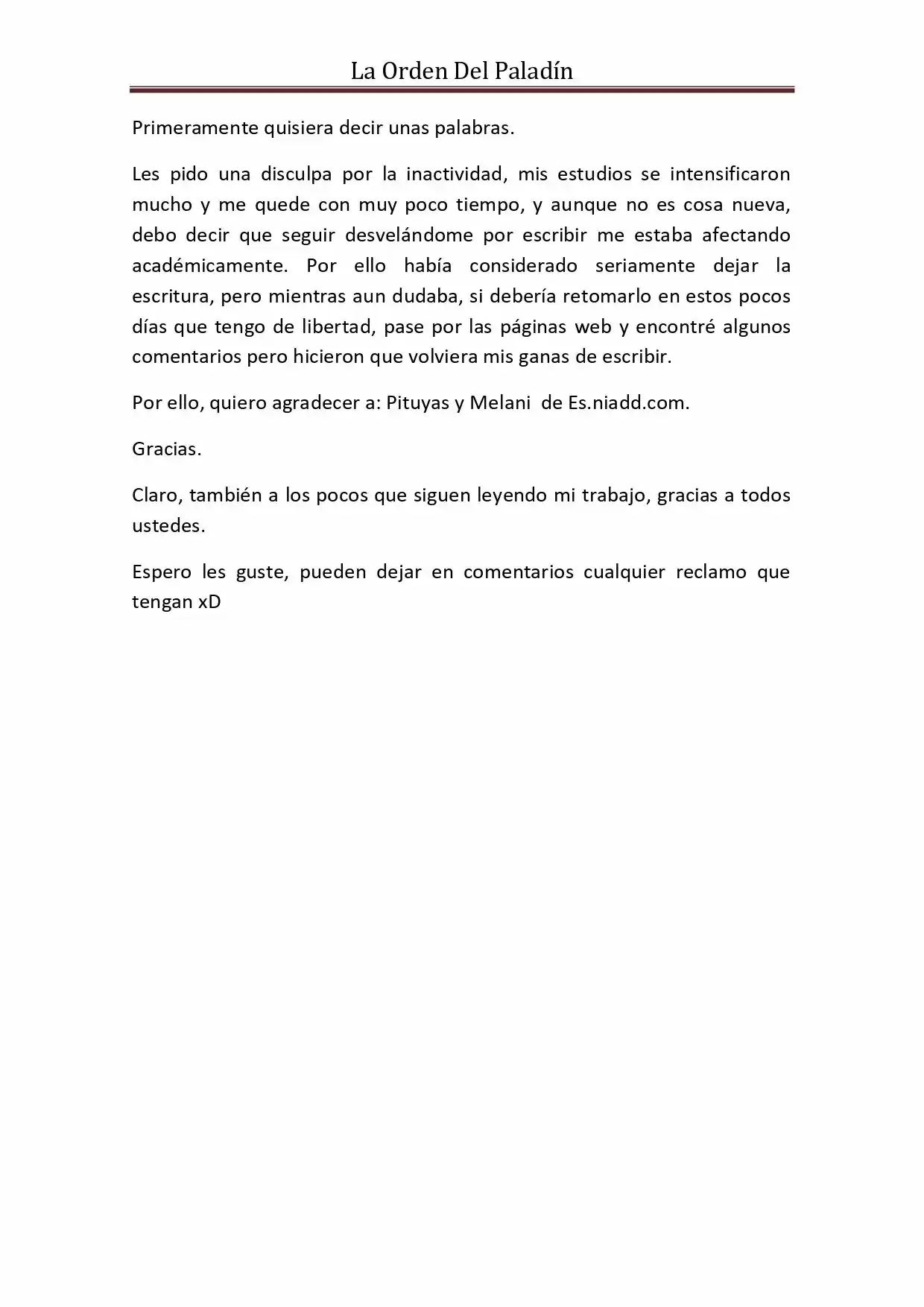 La Orden Del Paladin (Novela) - Capítulo 25 - Página 1 - LectorTMOo