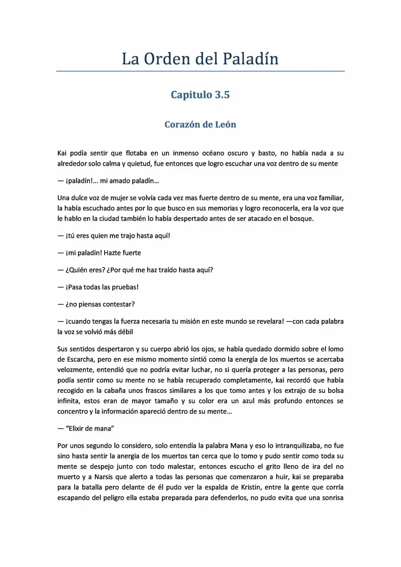 La Orden Del Paladin (Novela) - Capítulo 3.50 - Página 1 - LectorTMOo