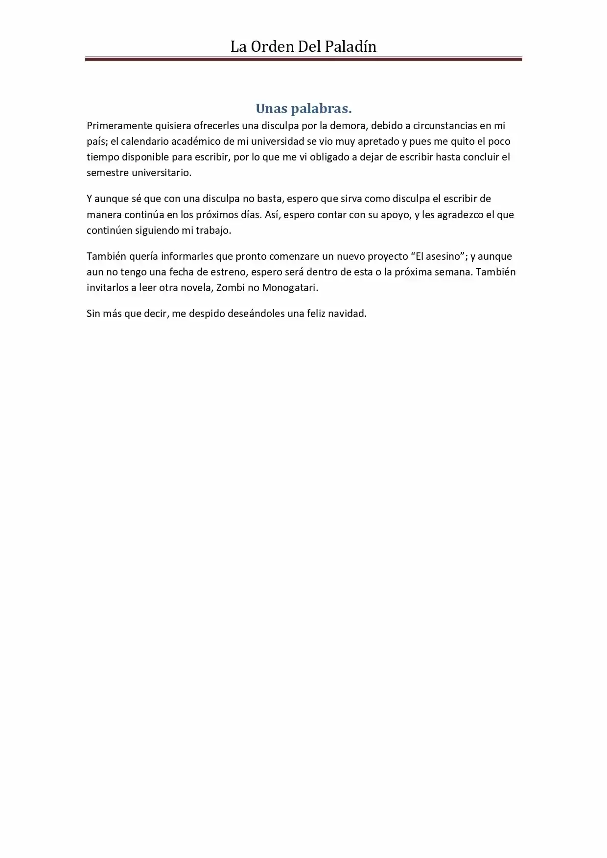 La Orden Del Paladin (Novela) - Capítulo 42 - Página 1 - LectorTMOo