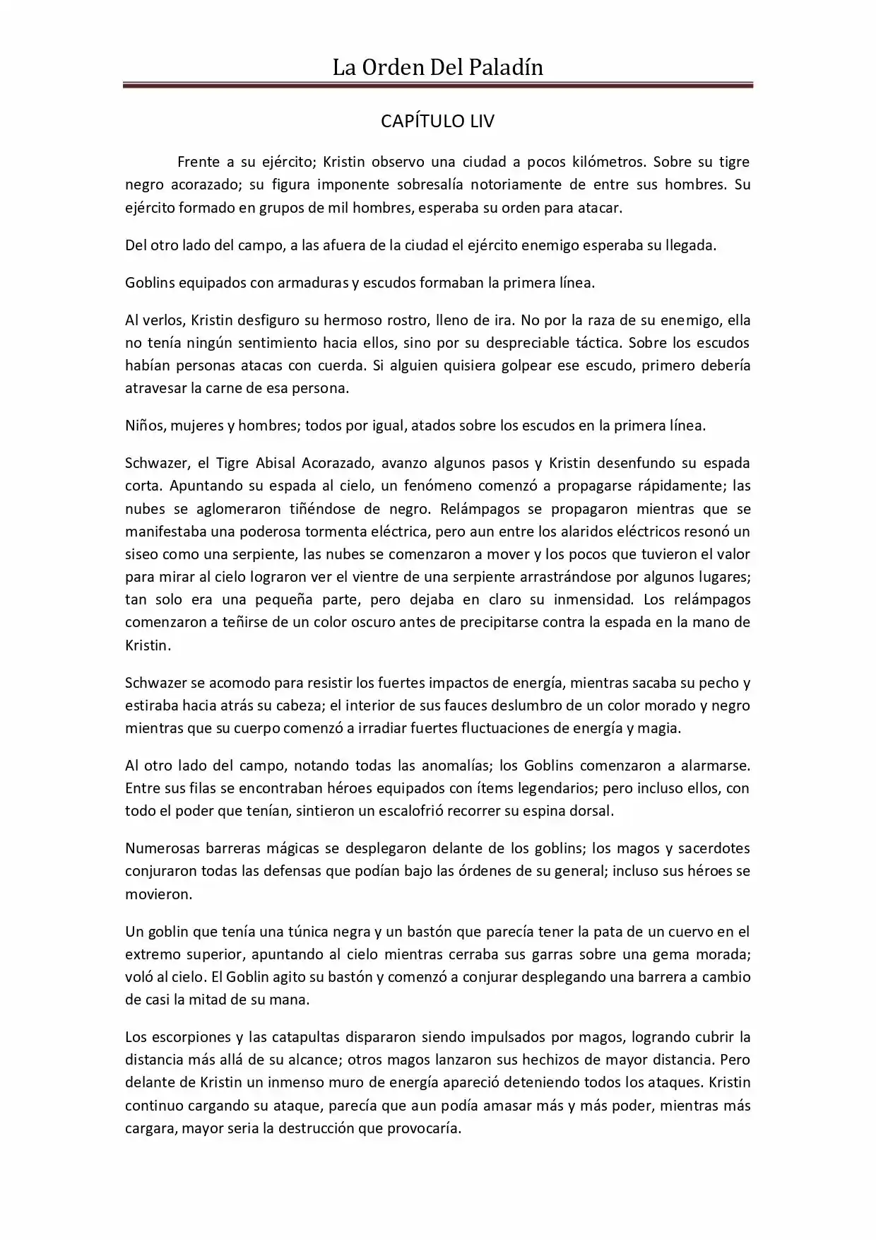La Orden Del Paladin (Novela) - Capítulo 54 - Página 1 - LectorTMOo