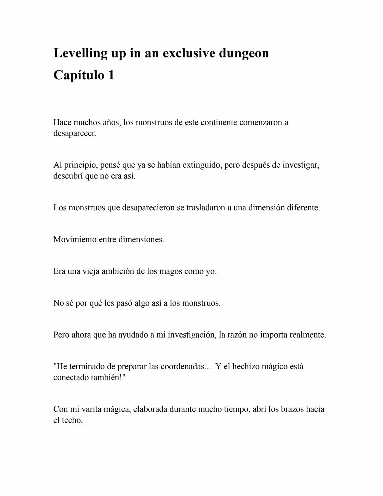Levelling Up In An Exclusive Dungeon (Novela) - Capítulo 1 - Página 1 - LectorTMOo