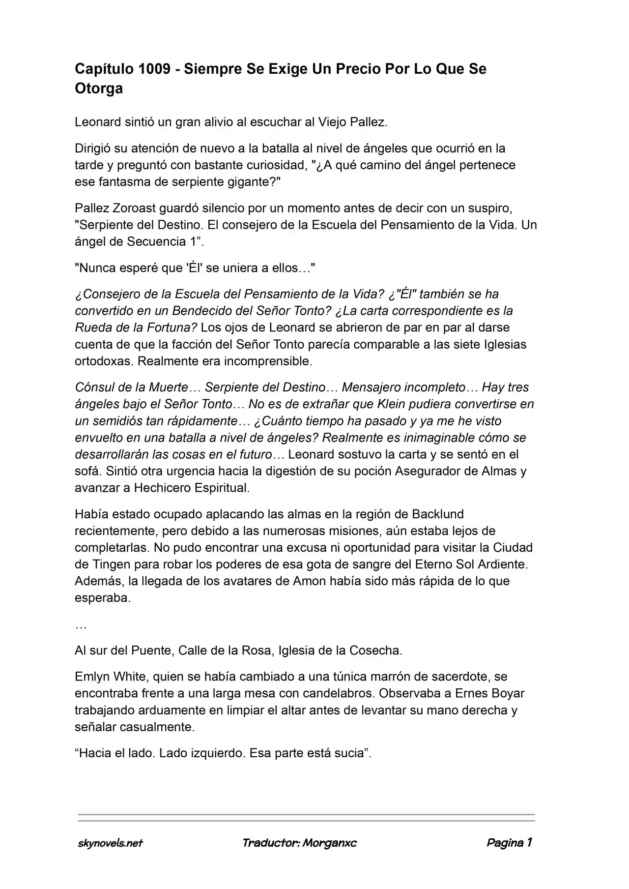Lord Of The Mysteries (Novela) - Capítulo 1009 - Página 1 - LectorTMOo