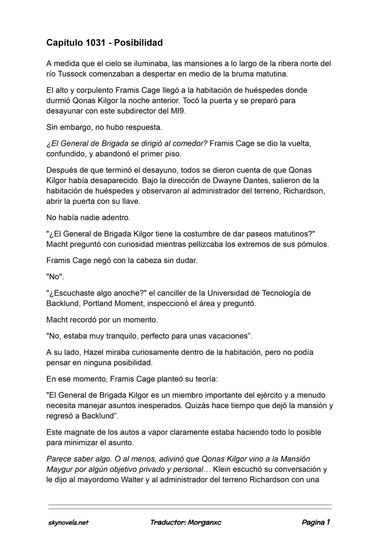 Lord Of The Mysteries (Novela) - Capítulo 1031 - Página 1 - LectorTMOo