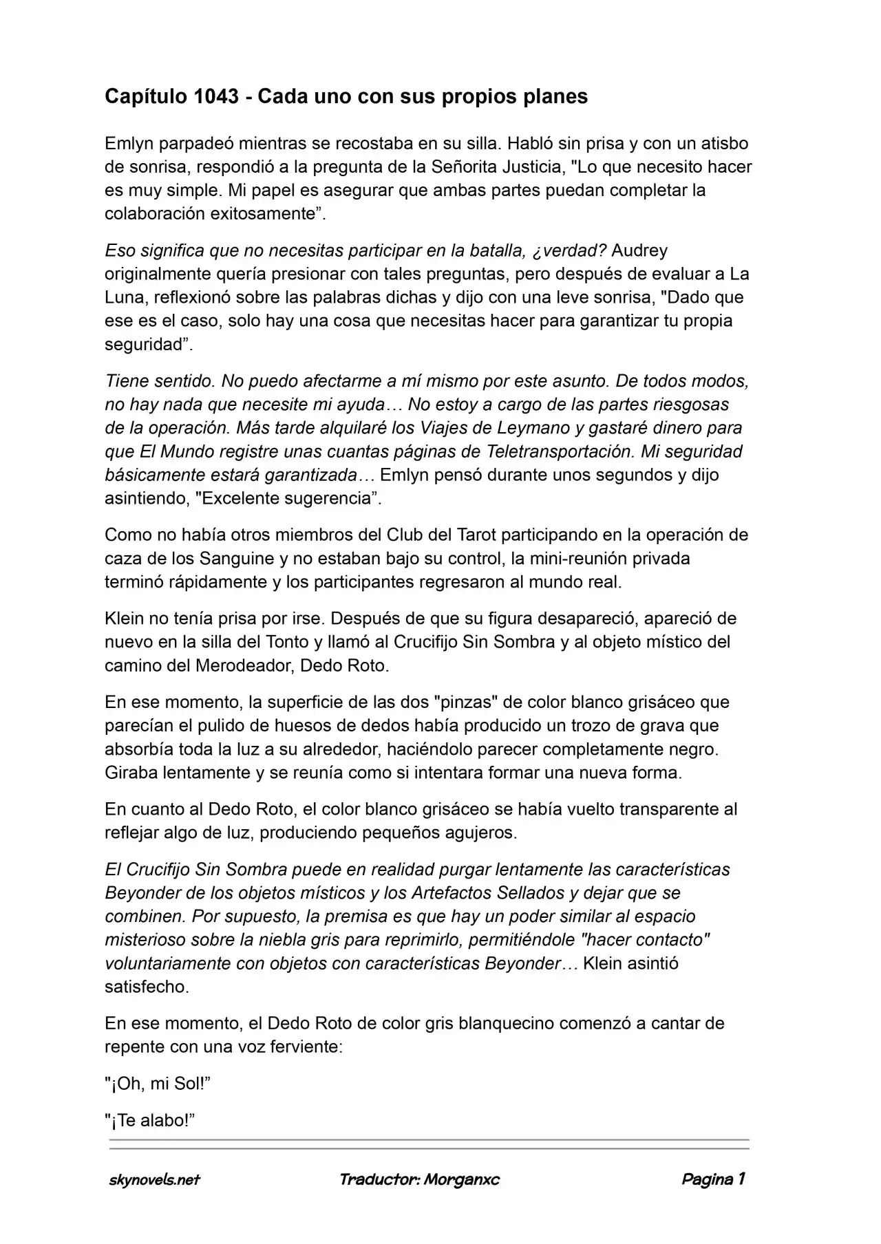 Lord Of The Mysteries (Novela) - Capítulo 1043 - Página 1 - LectorTMOo