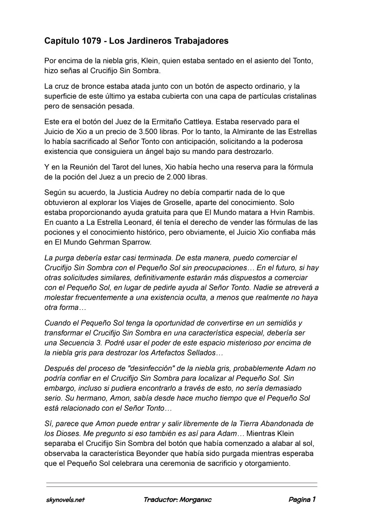 Lord Of The Mysteries (Novela) - Capítulo 1079 - Página 1 - LectorTMOo