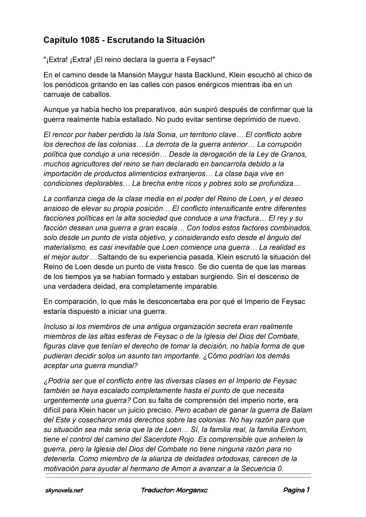 Lord Of The Mysteries (Novela) - Capítulo 1085 - Página 1 - LectorTMOo