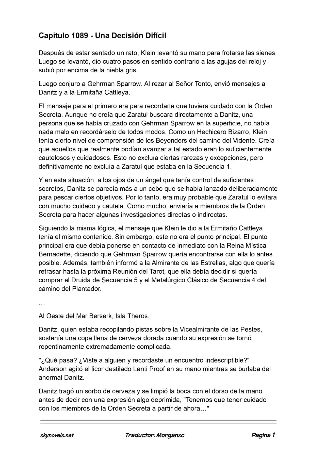 Lord Of The Mysteries (Novela) - Capítulo 1089 - Página 1 - LectorTMOo