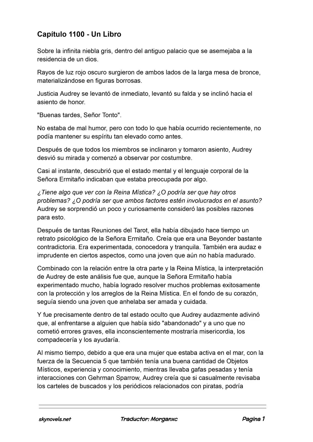 Lord Of The Mysteries (Novela) - Capítulo 1100 - Página 1 - LectorTMOo