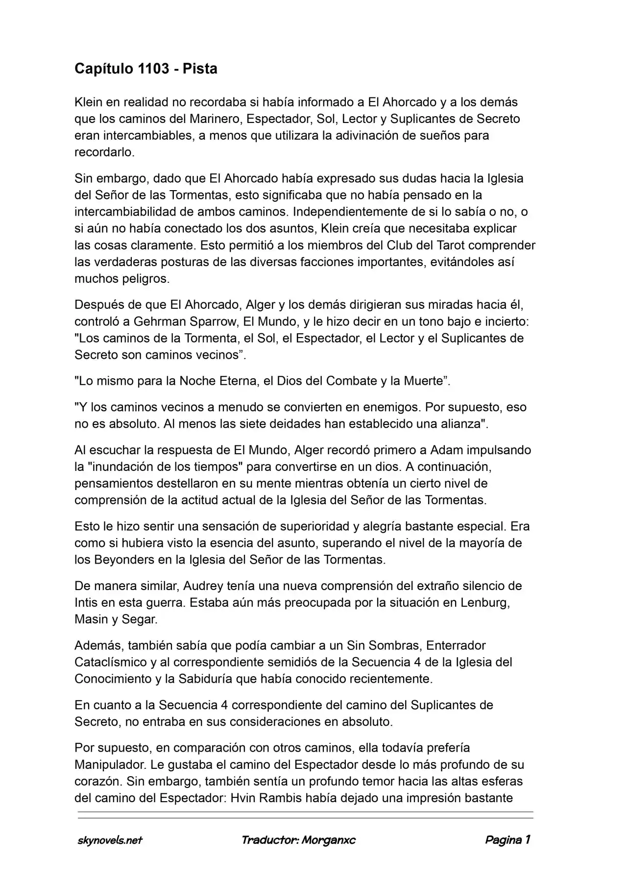 Lord Of The Mysteries (Novela) - Capítulo 1103 - Página 1 - LectorTMOo
