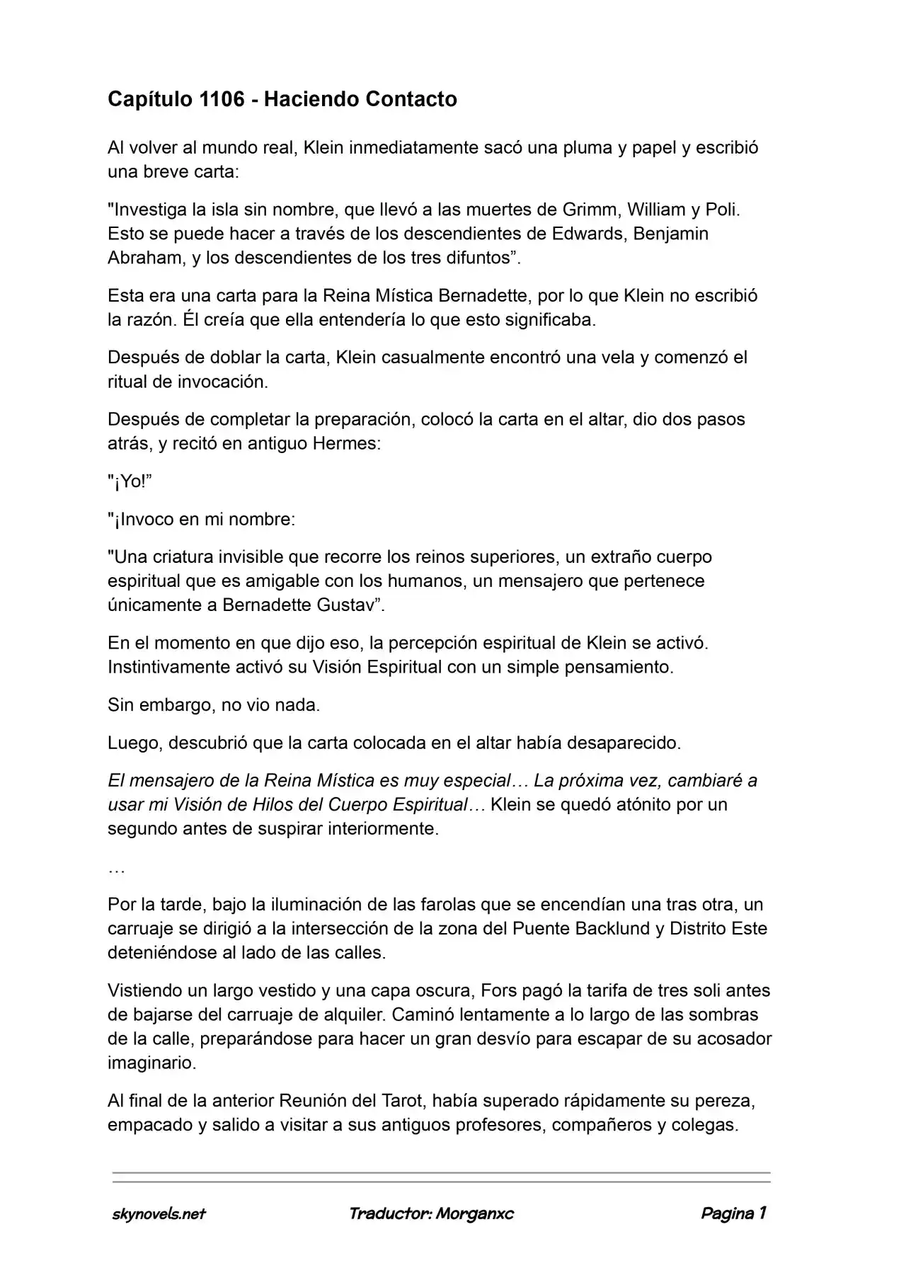 Lord Of The Mysteries (Novela) - Capítulo 1106 - Página 1 - LectorTMOo