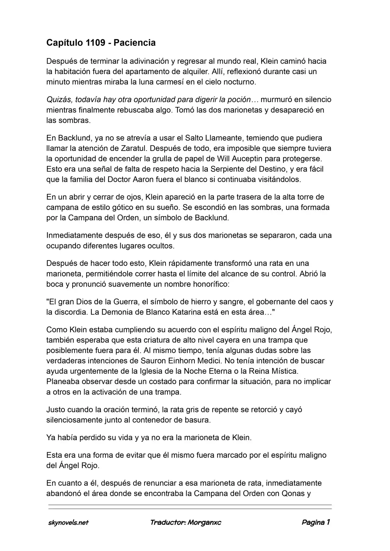 Lord Of The Mysteries (Novela) - Capítulo 1109 - Página 1 - LectorTMOo