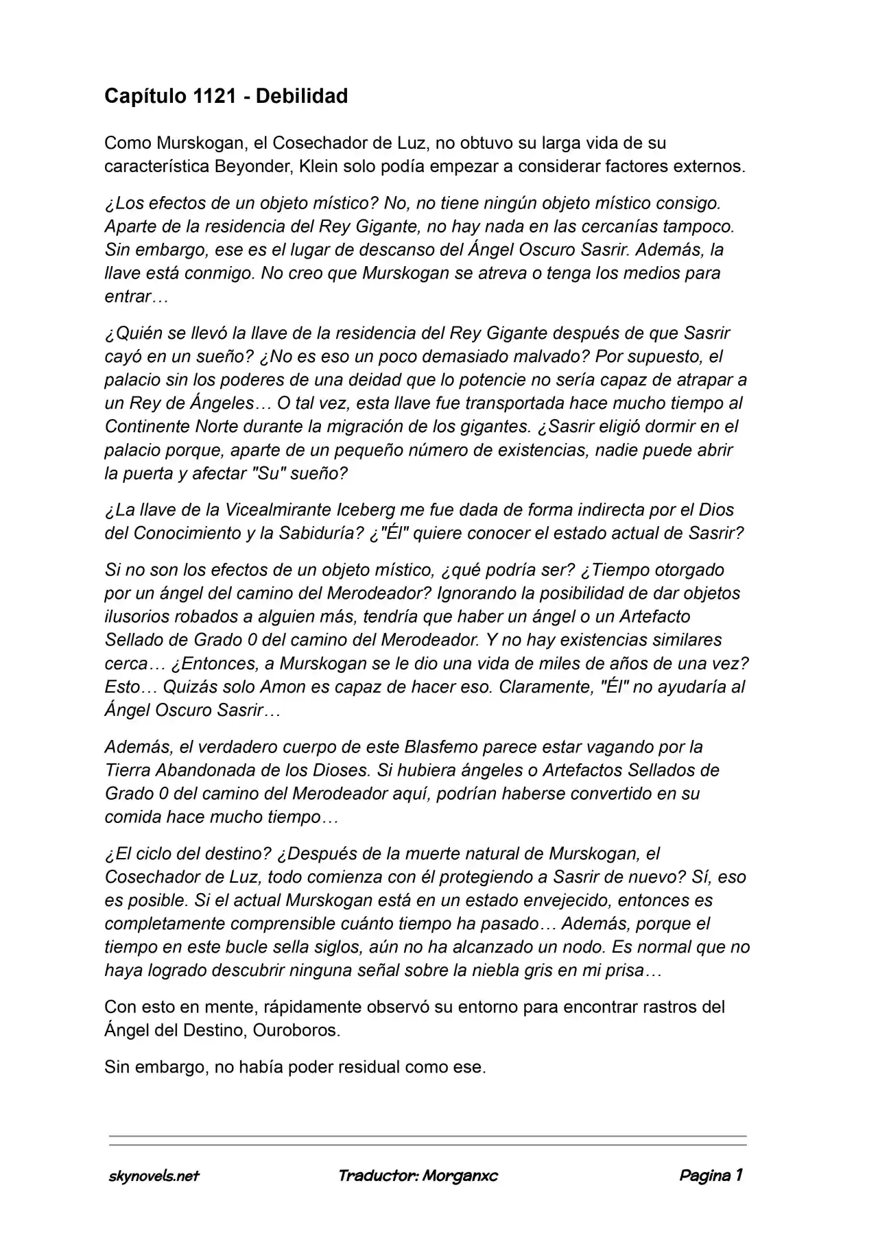 Lord Of The Mysteries (Novela) - Capítulo 1121 - Página 1 - LectorTMOo