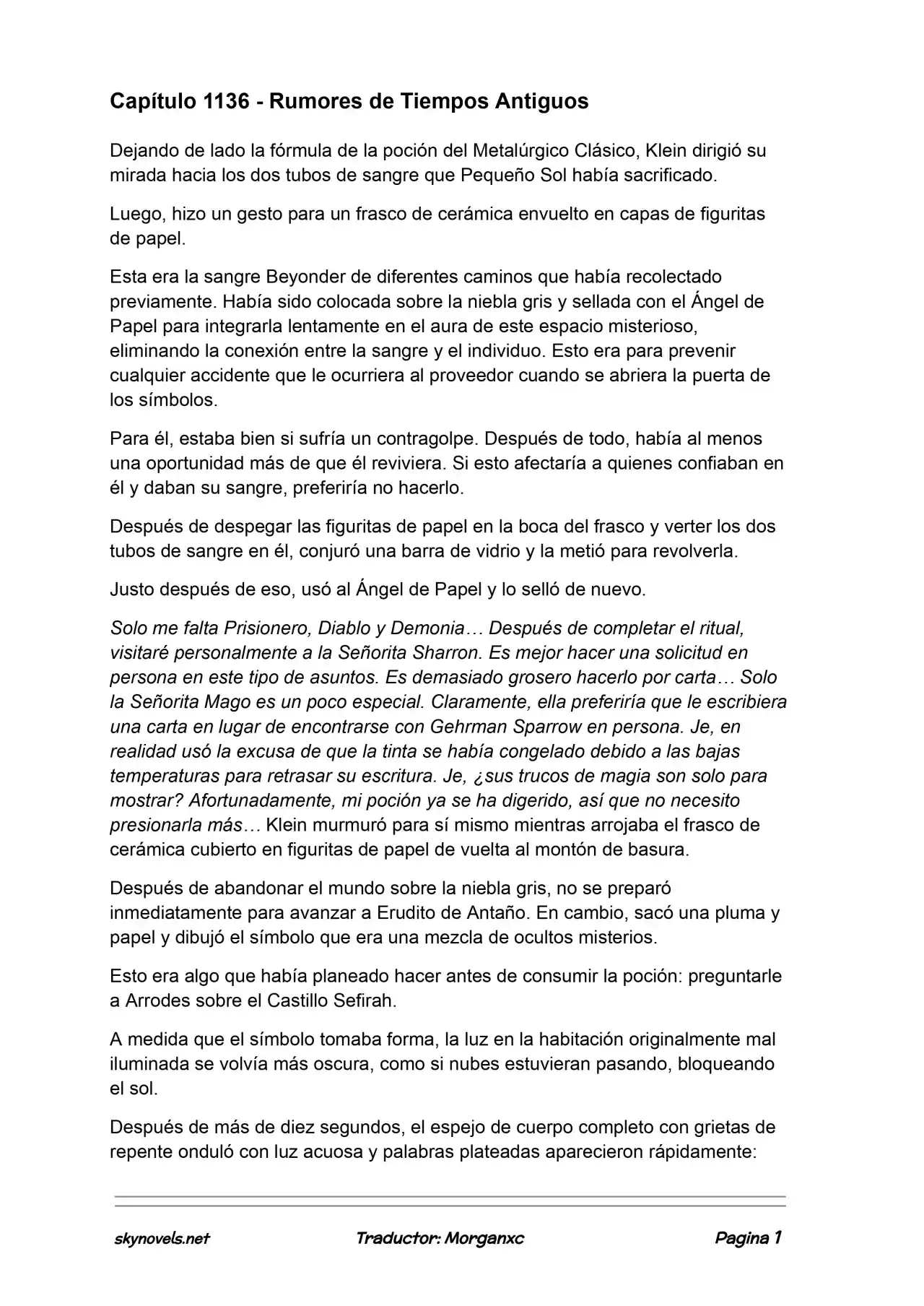 Lord Of The Mysteries (Novela) - Capítulo 1136 - Página 1 - LectorTMOo