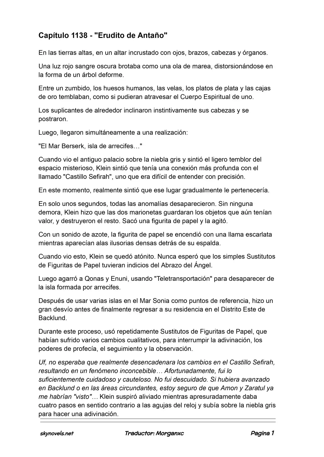 Lord Of The Mysteries (Novela) - Capítulo 1138 - Página 1 - LectorTMOo