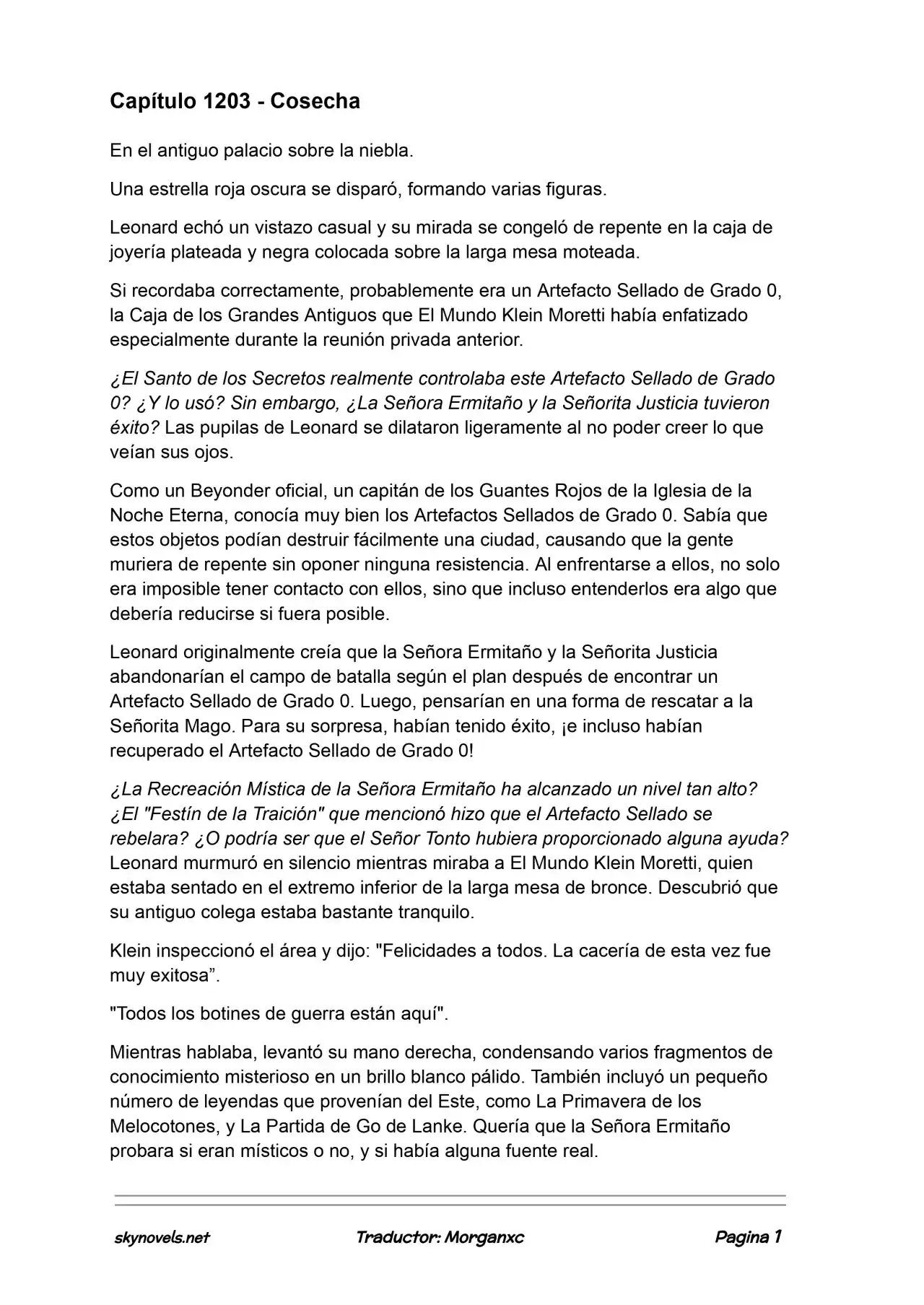 Lord Of The Mysteries (Novela) - Capítulo 1203 - Página 1 - LectorTMOo
