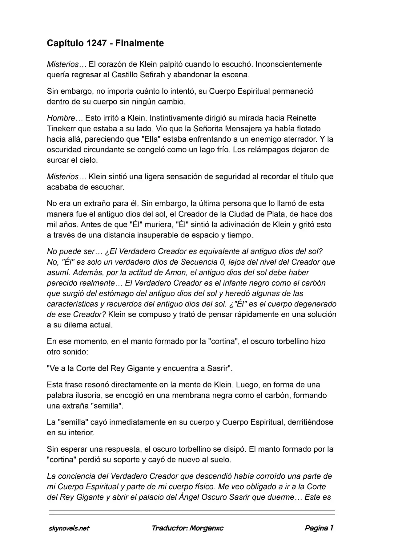 Lord Of The Mysteries (Novela) - Capítulo 1247 - Página 1 - LectorTMOo