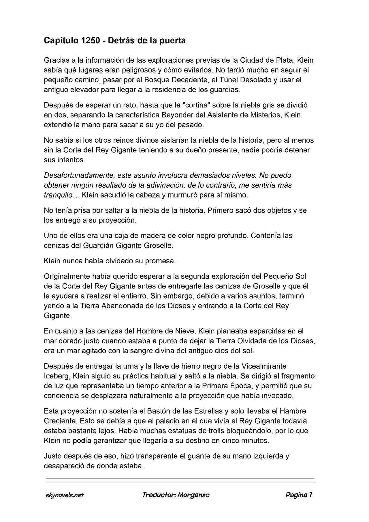 Lord Of The Mysteries (Novela) - Capítulo 1250 - Página 1 - LectorTMOo