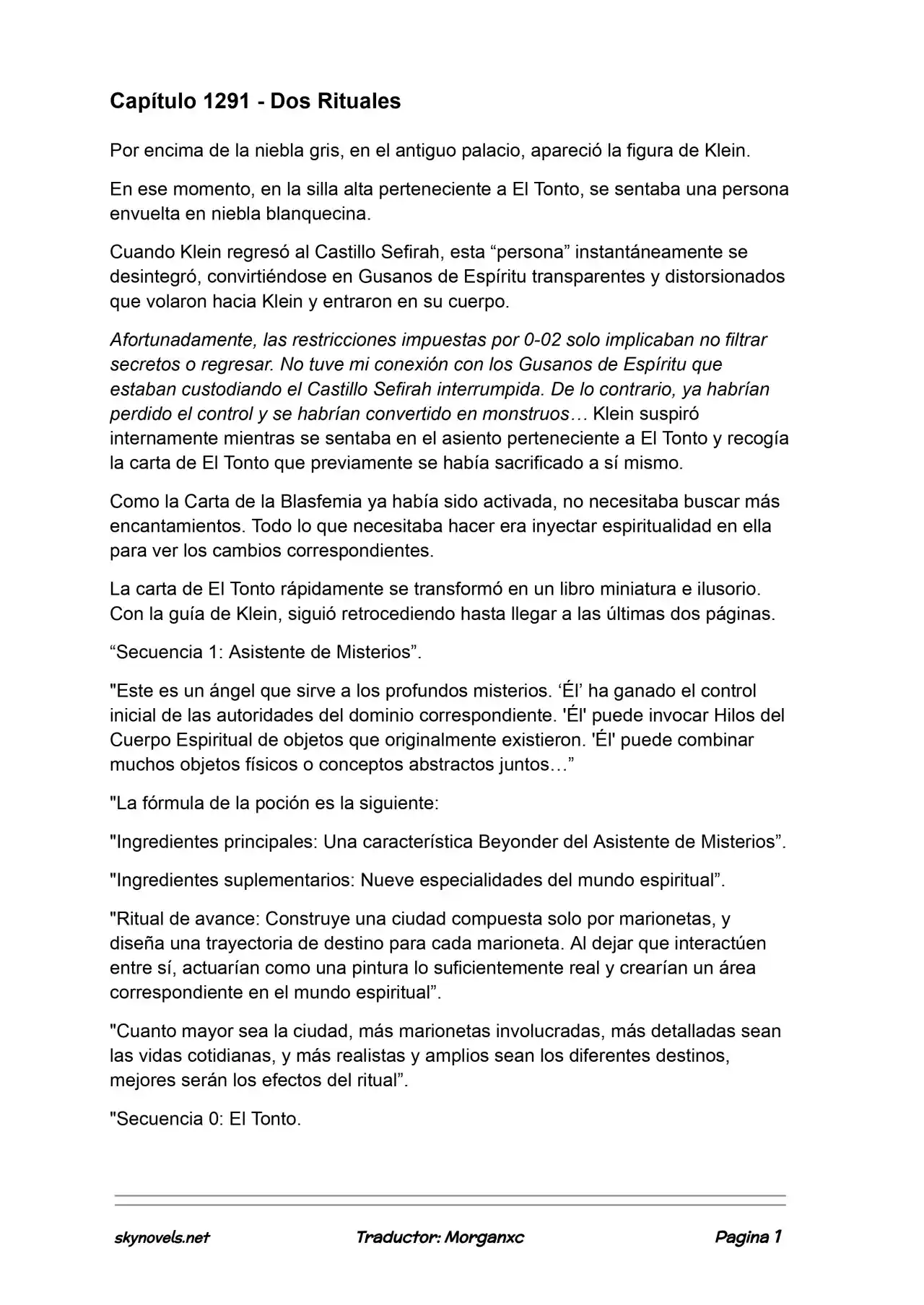 Lord Of The Mysteries (Novela) - Capítulo 1291 - Página 1 - LectorTMOo