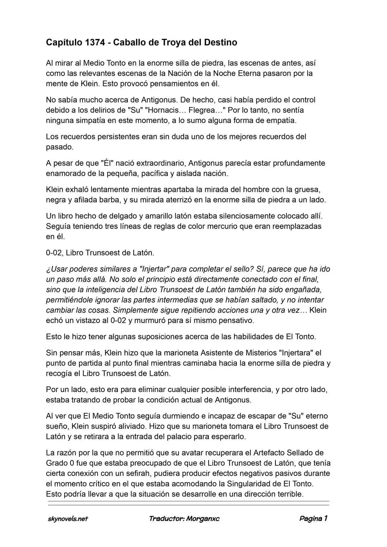 Lord Of The Mysteries (Novela) - Capítulo 1374 - Página 1 - LectorTMOo