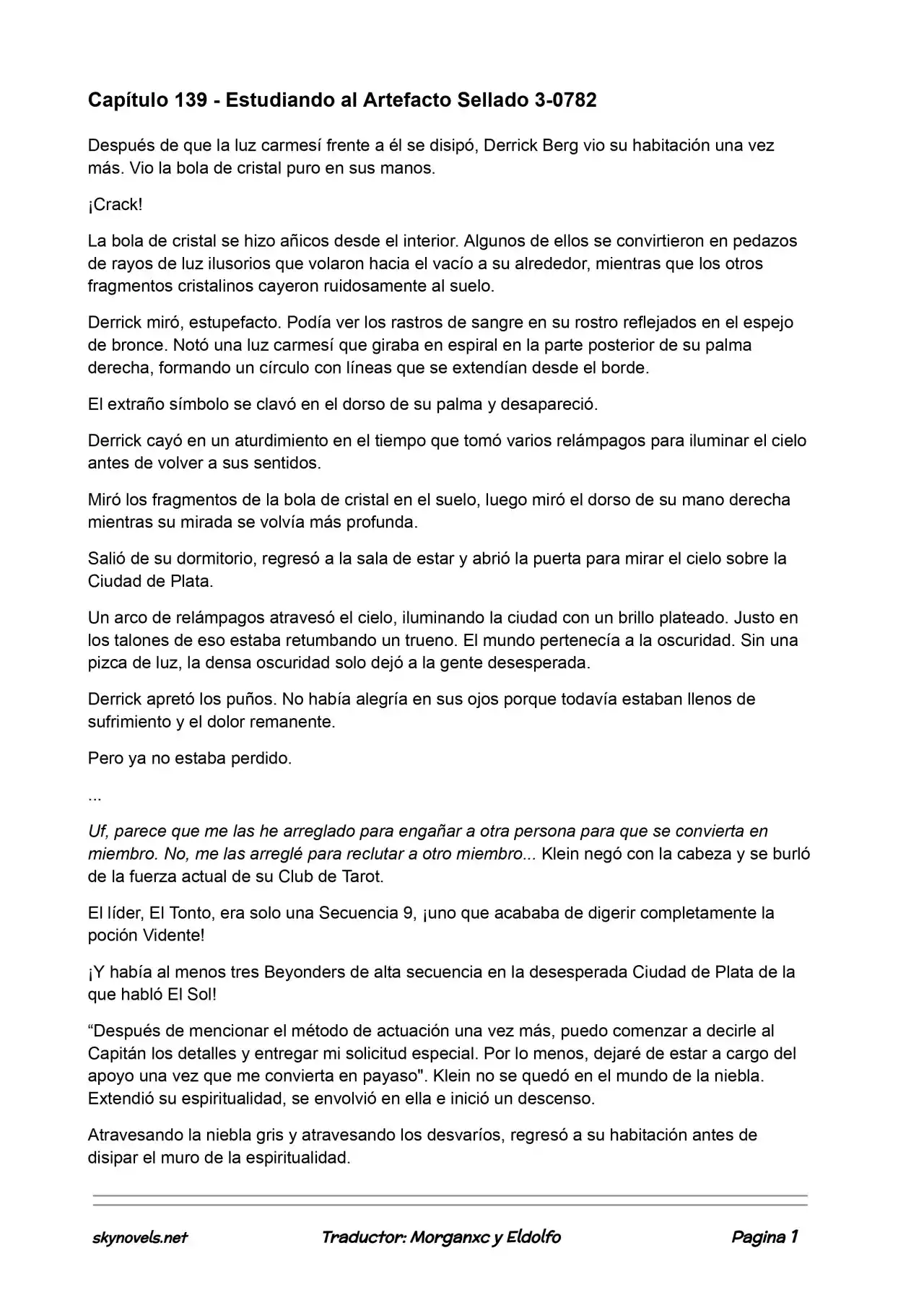 Lord Of The Mysteries (Novela) - Capítulo 139 - Página 1 - LectorTMOo