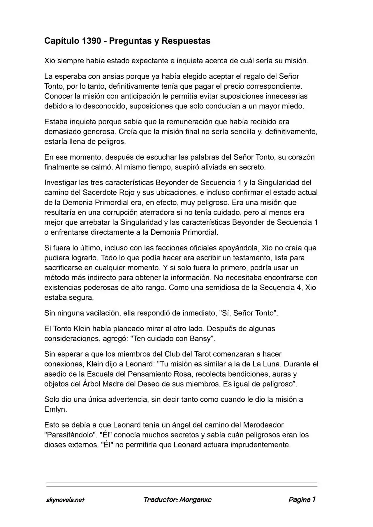 Lord Of The Mysteries (Novela) - Capítulo 1390 - Página 1 - LectorTMOo