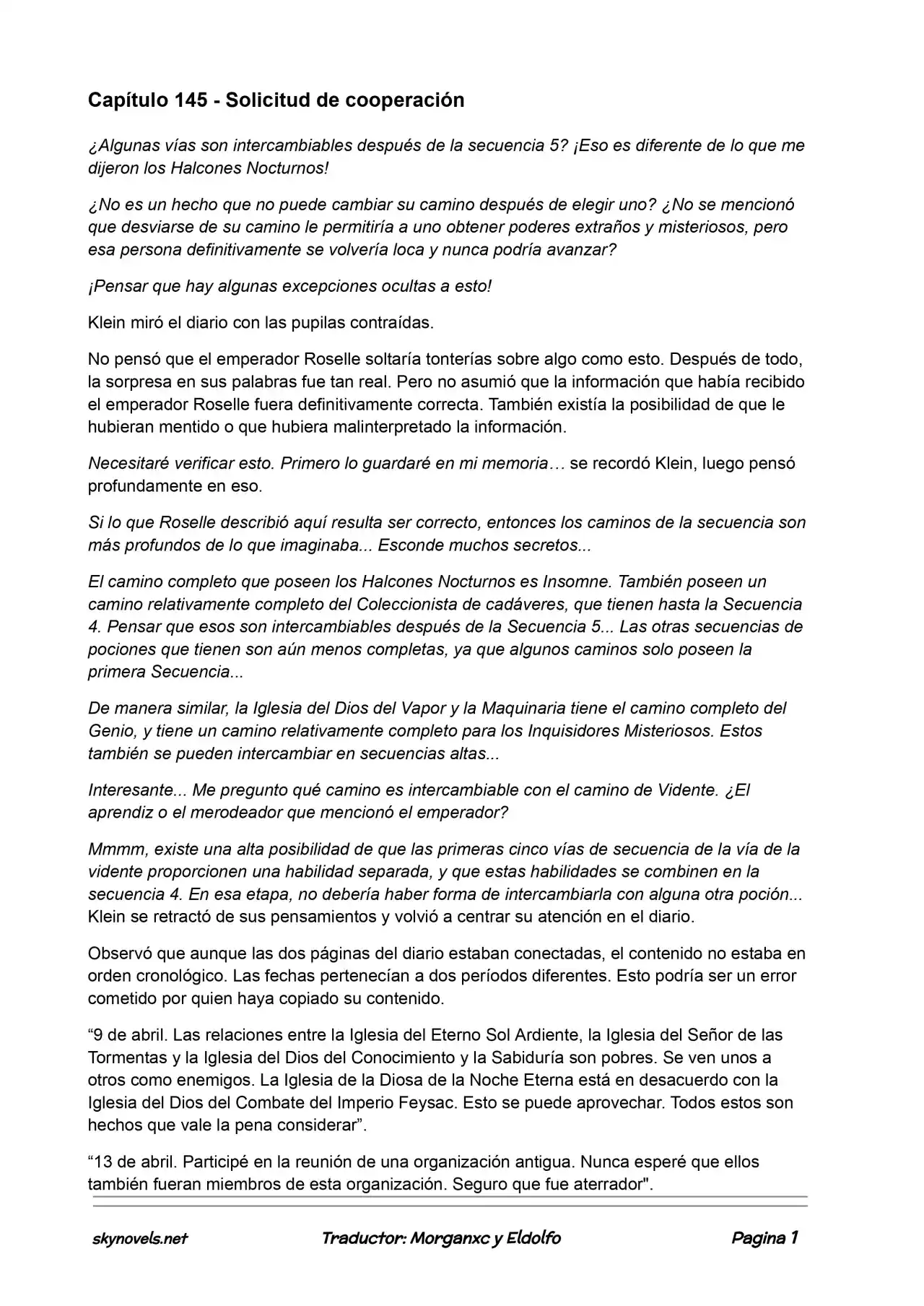 Lord Of The Mysteries (Novela) - Capítulo 145 - Página 1 - LectorTMOo