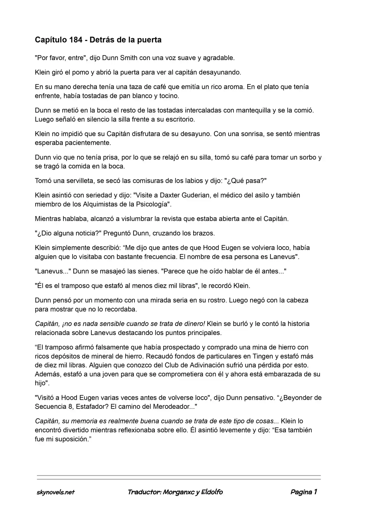 Lord Of The Mysteries (Novela) - Capítulo 184 - Página 1 - LectorTMOo