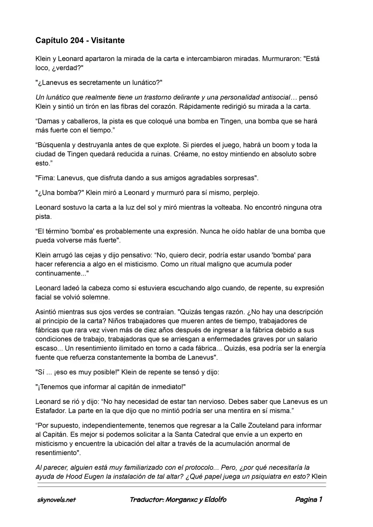 Lord Of The Mysteries (Novela) - Capítulo 204 - Página 1 - LectorTMOo