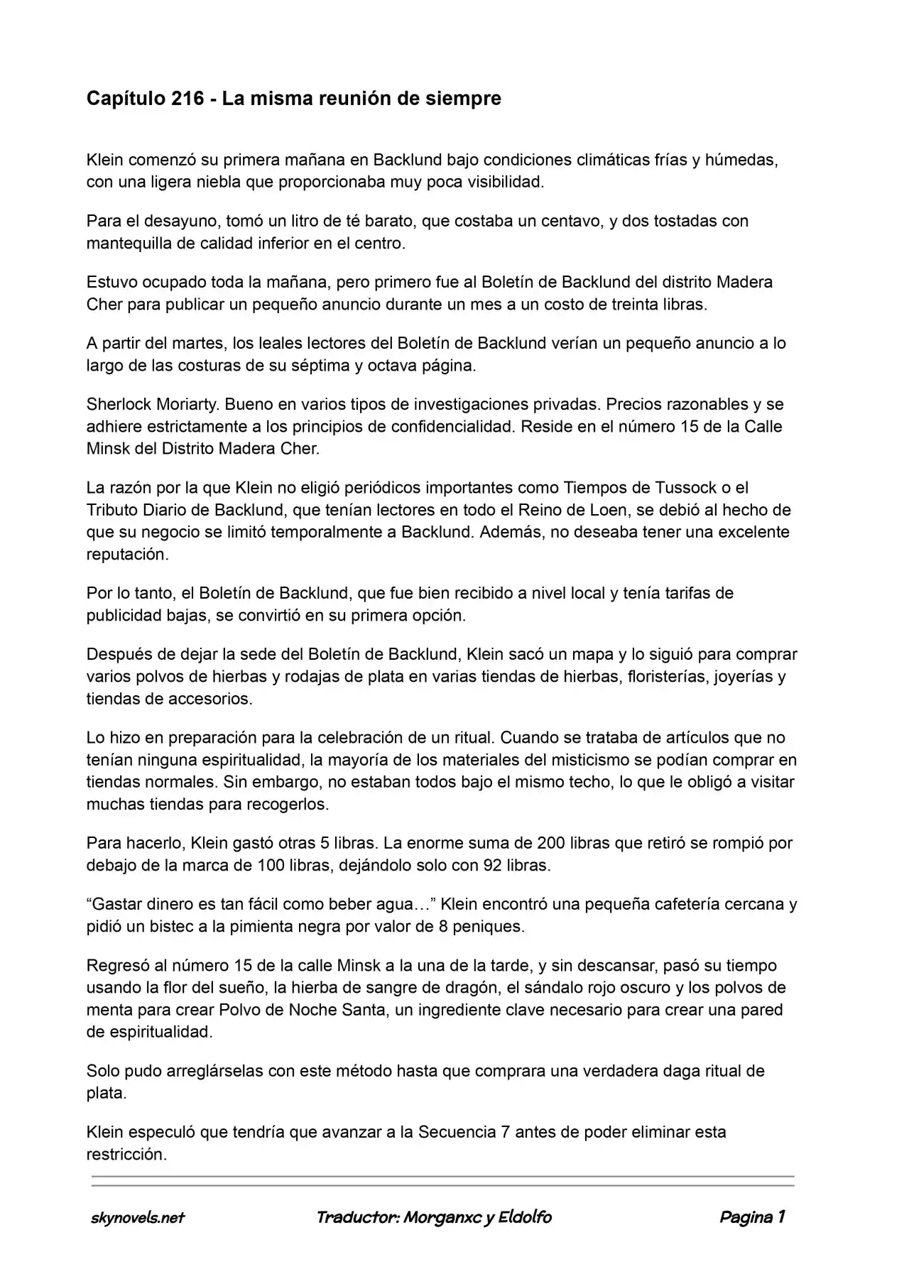 Lord Of The Mysteries (Novela) - Capítulo 216 - Página 1 - LectorTMOo