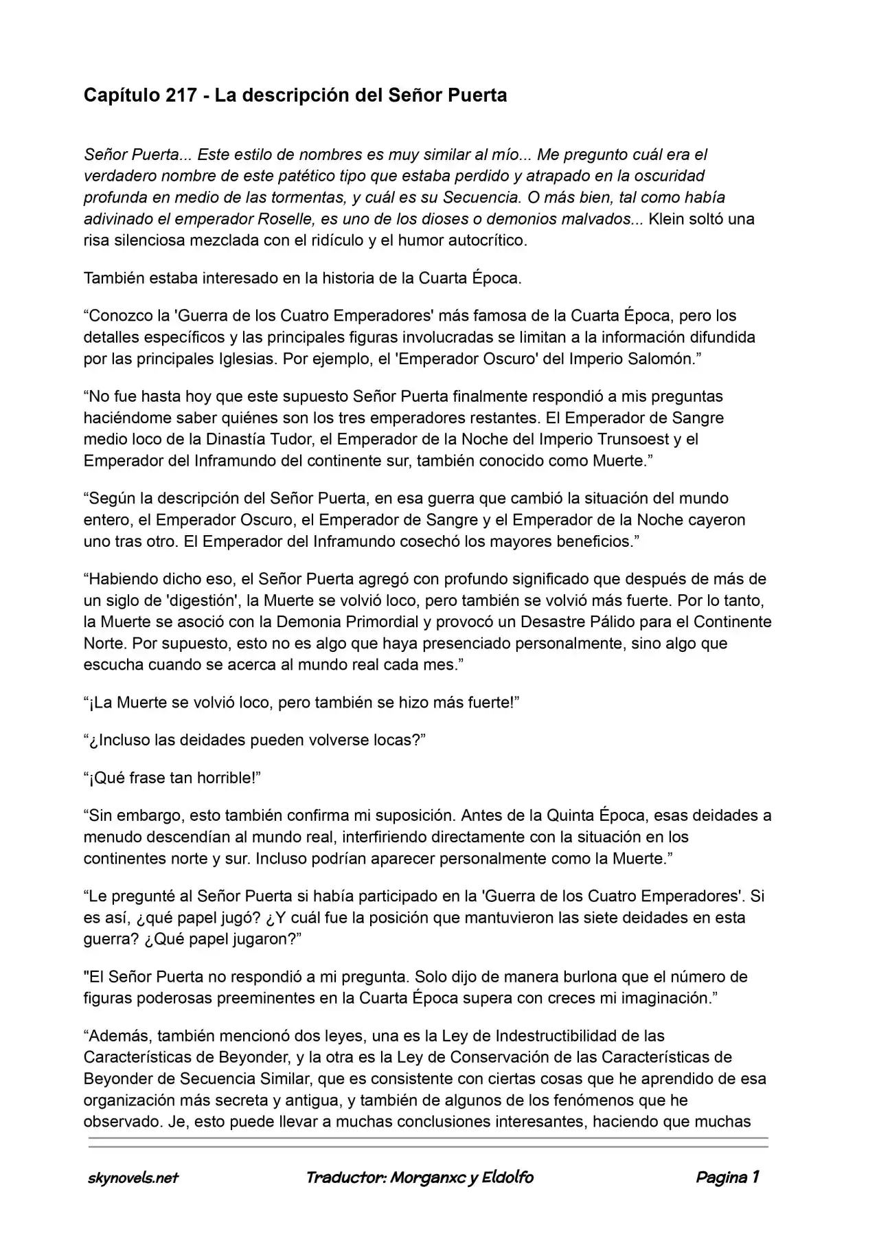 Lord Of The Mysteries (Novela) - Capítulo 217 - Página 1 - LectorTMOo