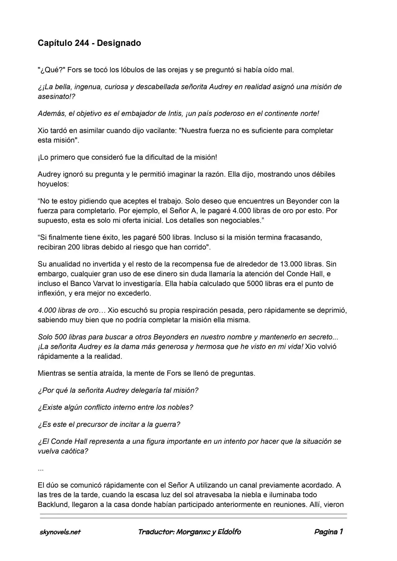 Lord Of The Mysteries (Novela) - Capítulo 244 - Página 1 - LectorTMOo
