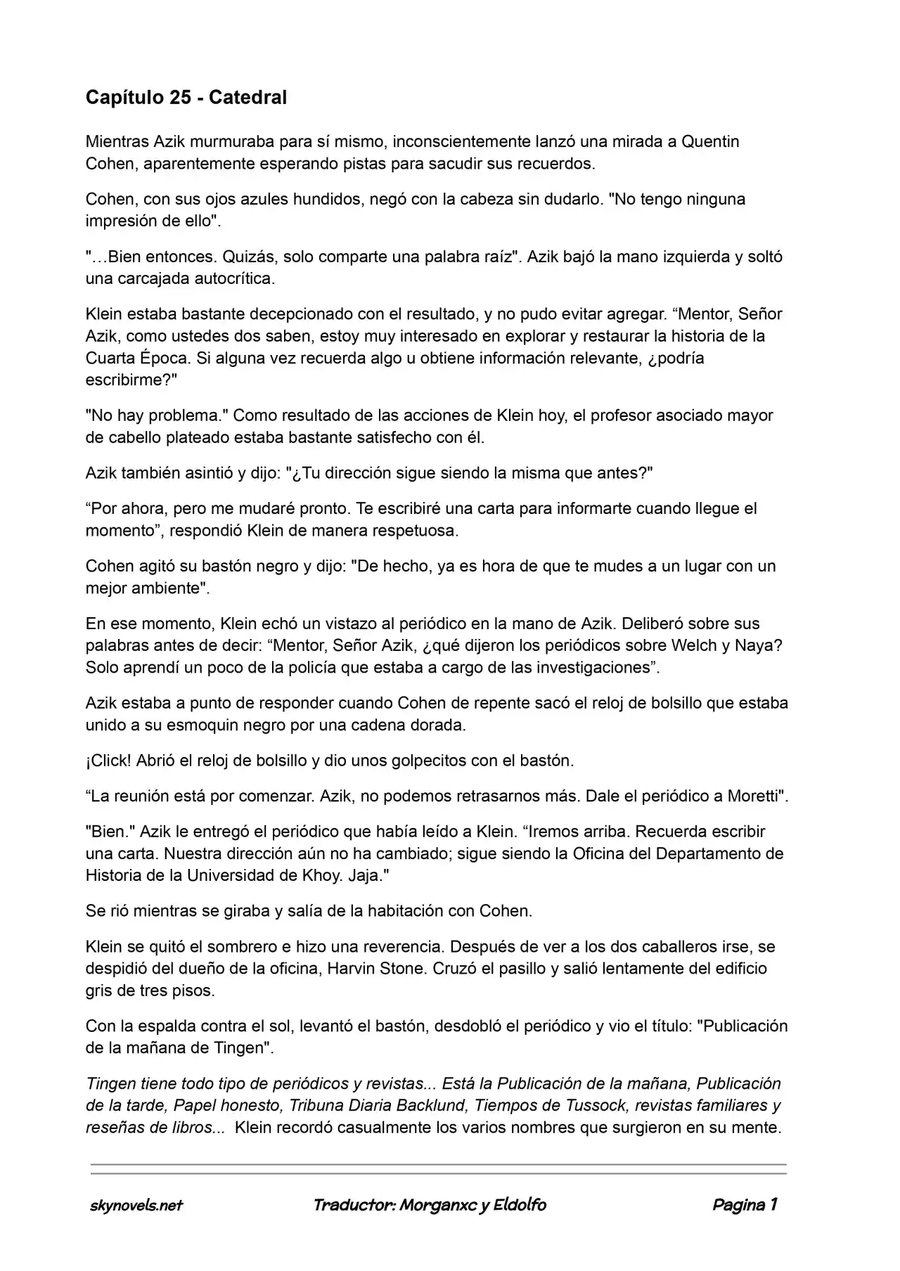 Lord Of The Mysteries (Novela) - Capítulo 25 - Página 1 - LectorTMOo