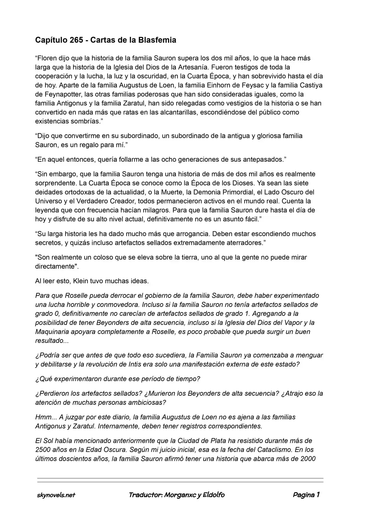Lord Of The Mysteries (Novela) - Capítulo 265 - Página 1 - LectorTMOo