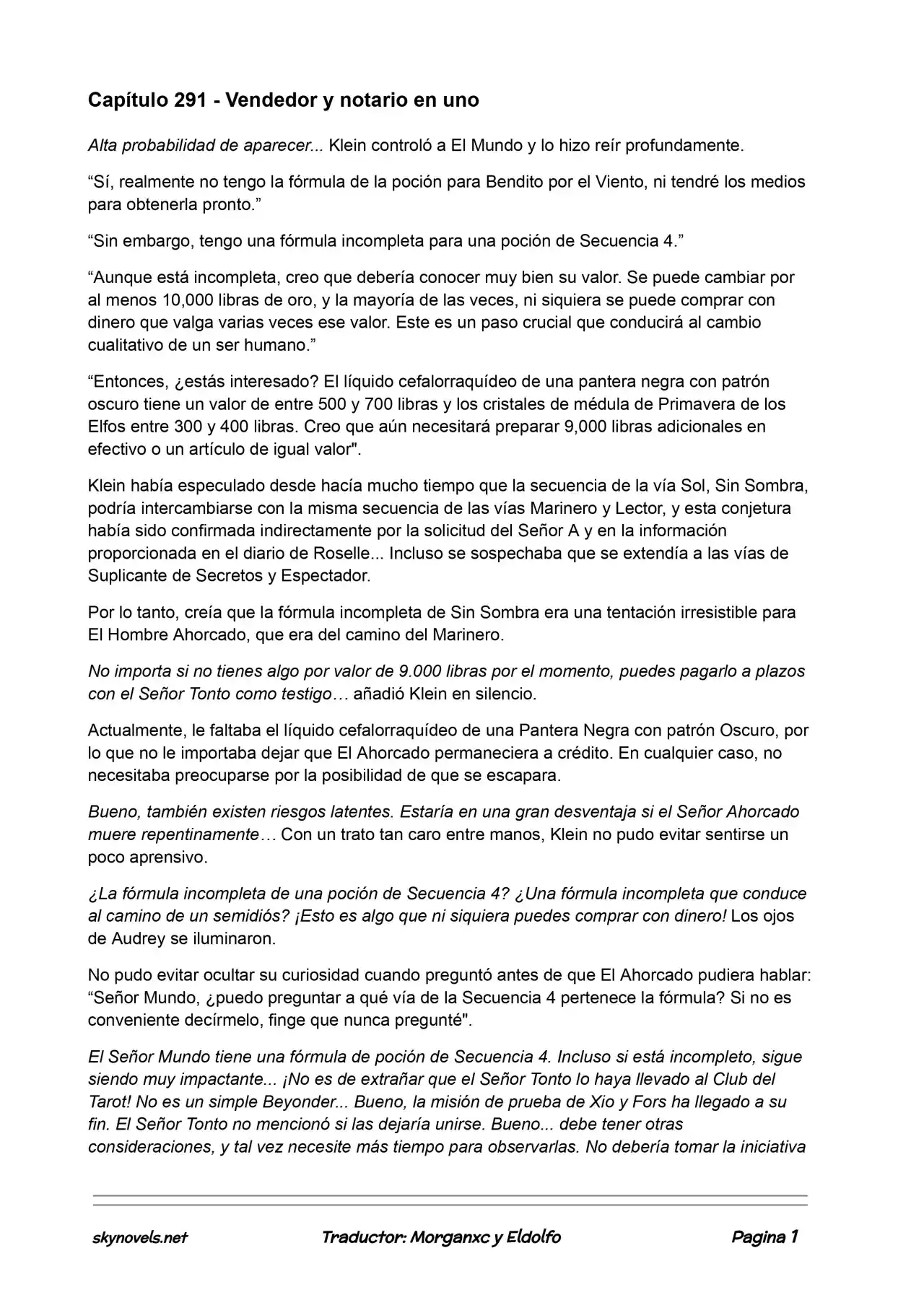 Lord Of The Mysteries (Novela) - Capítulo 291 - Página 1 - LectorTMOo