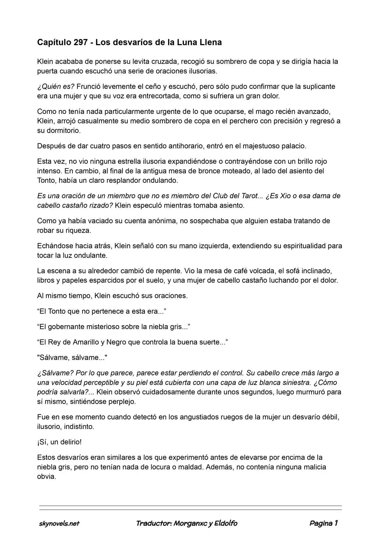 Lord Of The Mysteries (Novela) - Capítulo 297 - Página 1 - LectorTMOo