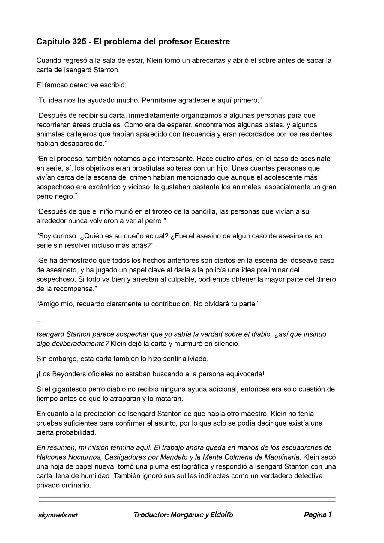 Lord Of The Mysteries (Novela) - Capítulo 325 - Página 1 - LectorTMOo