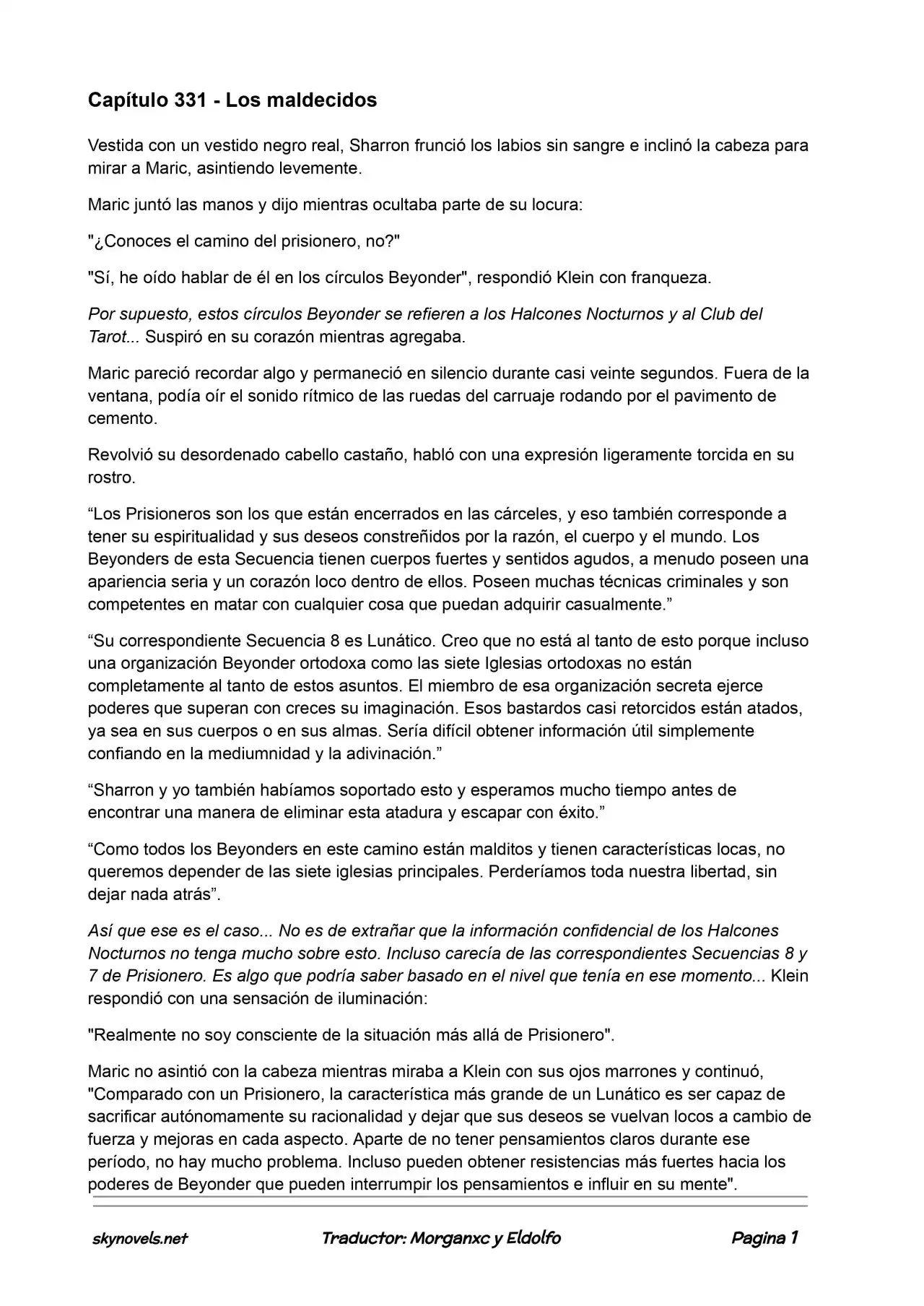 Lord Of The Mysteries (Novela) - Capítulo 331 - Página 1 - LectorTMOo