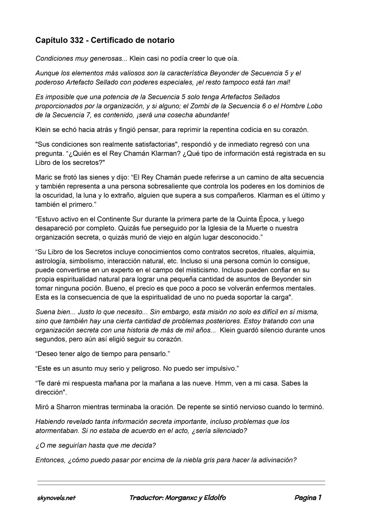 Lord Of The Mysteries (Novela) - Capítulo 332 - Página 1 - LectorTMOo